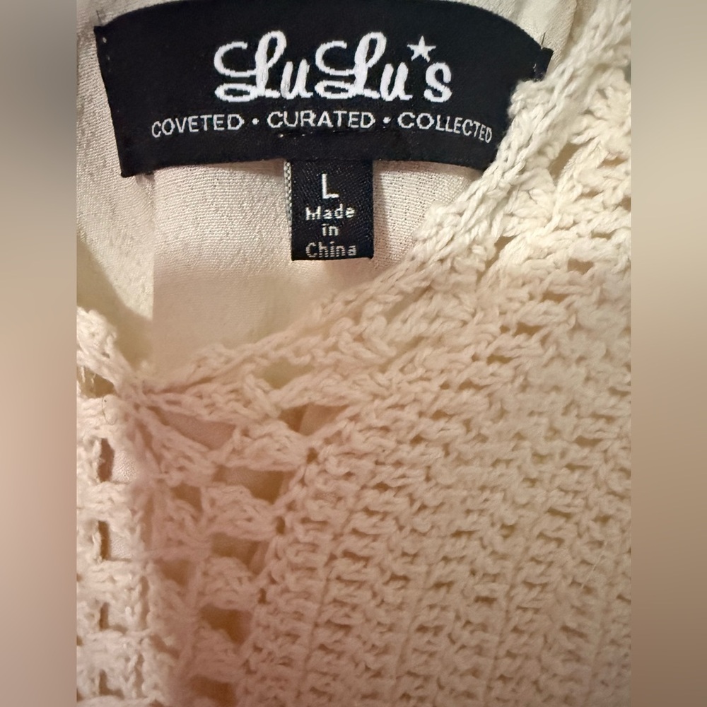 Boho Lulu's Cream Crochet Bodice Maxi Dress large - Picture 7 of 7